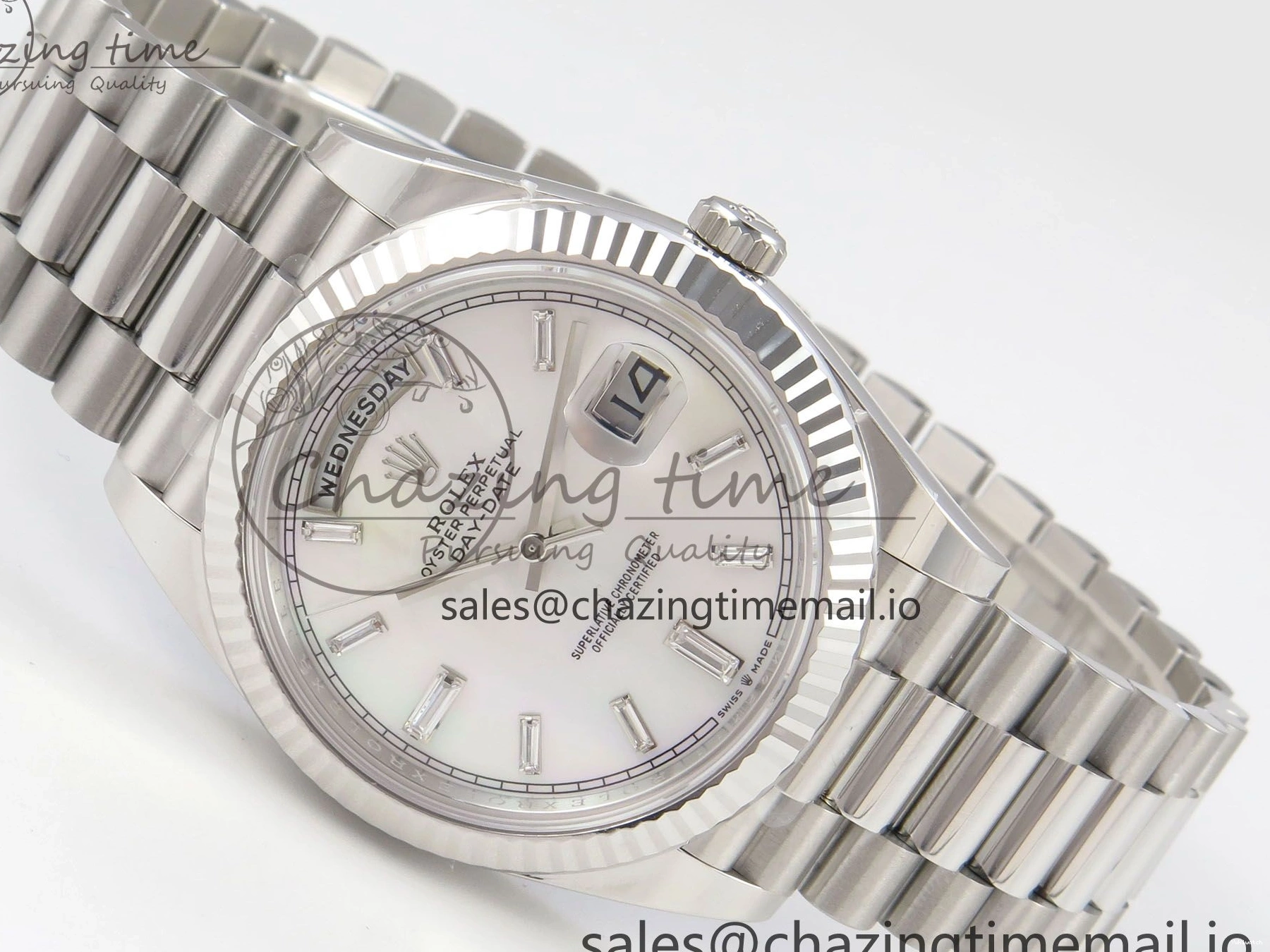 THBF President V3 Weight) Date (Gain SS Best 40 Edition MOP Day Bracelet Crystal Dial White on 1:1 VR3255 228236 0303